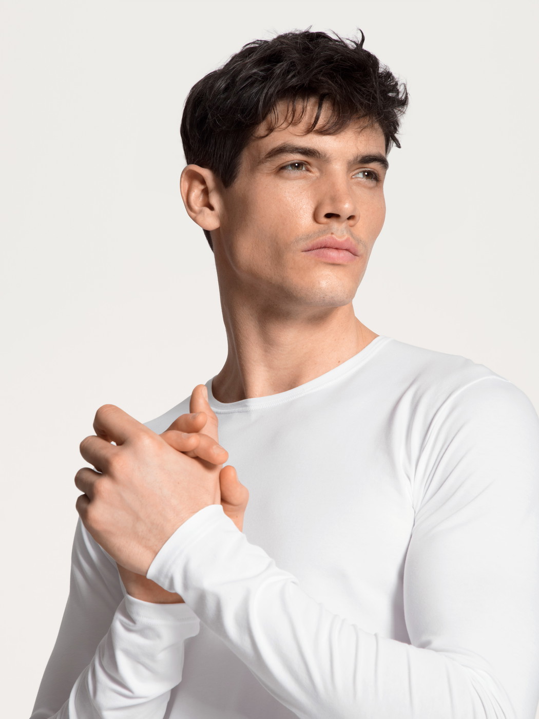 Uomo - Shirt a manica lunga in Cotone di colore Bianco, Tinta unita, della serie Cotton Code di CALIDA, Dettaglio