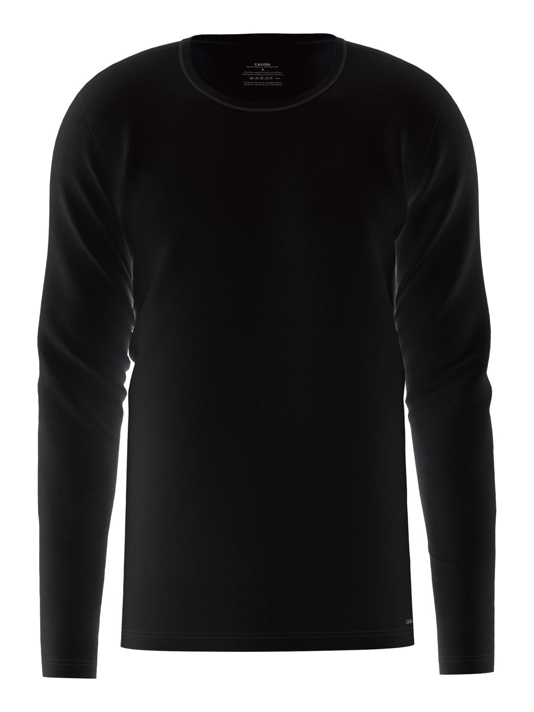 Uomo - Shirt a manica lunga in Cotone di colore Nero, Tinta unita, della serie Cotton Code di CALIDA, Ritaglio, Sfondo bianco