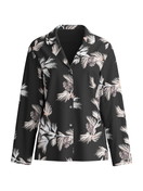 Women - Long Sleeve Shirt with Buttons – TENCEL™ Modal and Silk Blend made of Modal in Black, Floral, from the Glimmer M&M series by CALIDA