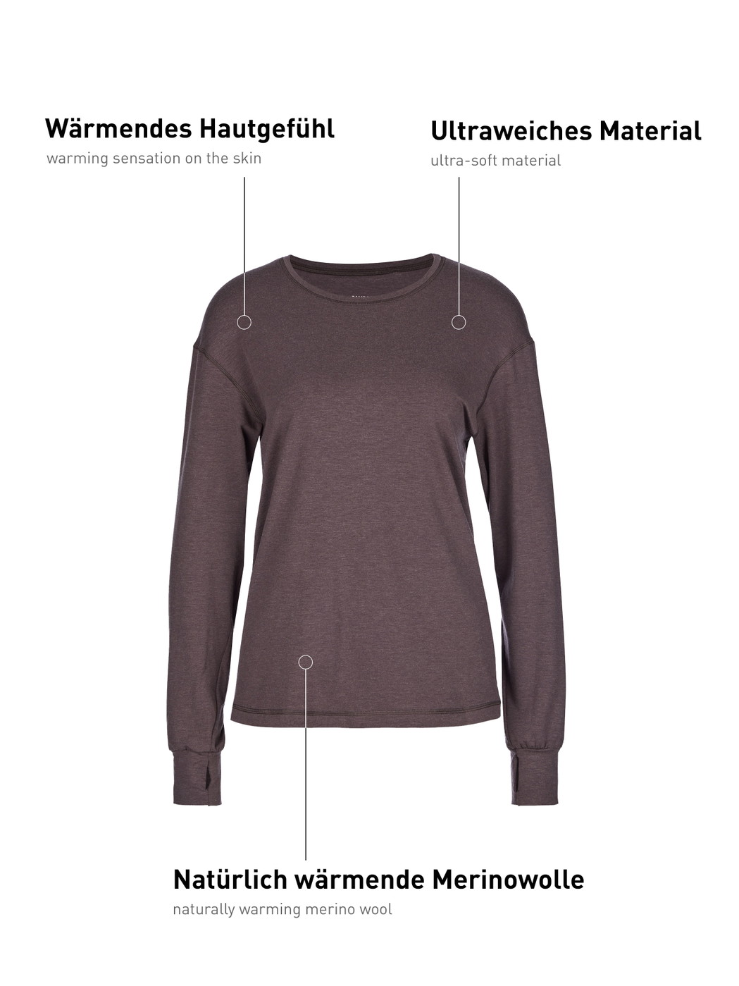 Damen - Langarm-Shirt aus Lyocell in Violett, Einfarbig aus Serie DSW Warming von CALIDA