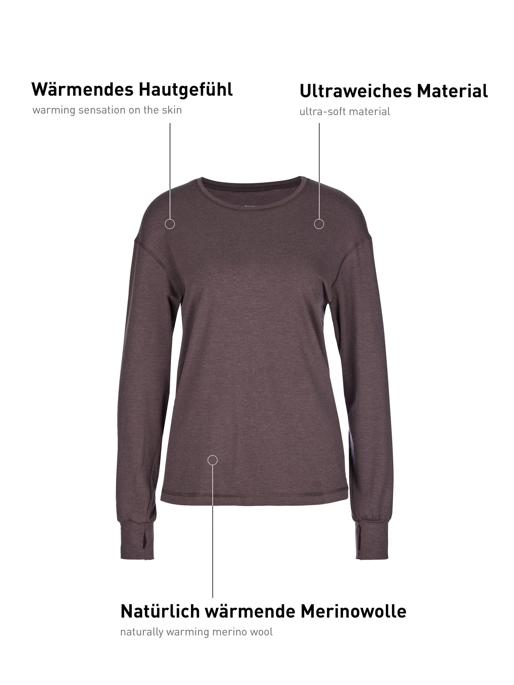 Damen - Langarm-Shirt aus Lyocell in Violett, Einfarbig aus Serie DSW Warming von CALIDA