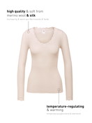 Femme - T-shirt à manches longues en Laine de couleur Blanc, Dentelle, de la série Richesse Lace de CALIDA
