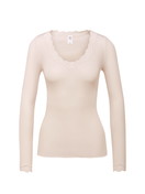 Damen - Langarm-Shirt aus Wolle & Seide aus Wolle in Weiß, Spitze aus Serie Richesse Lace von CALIDA
