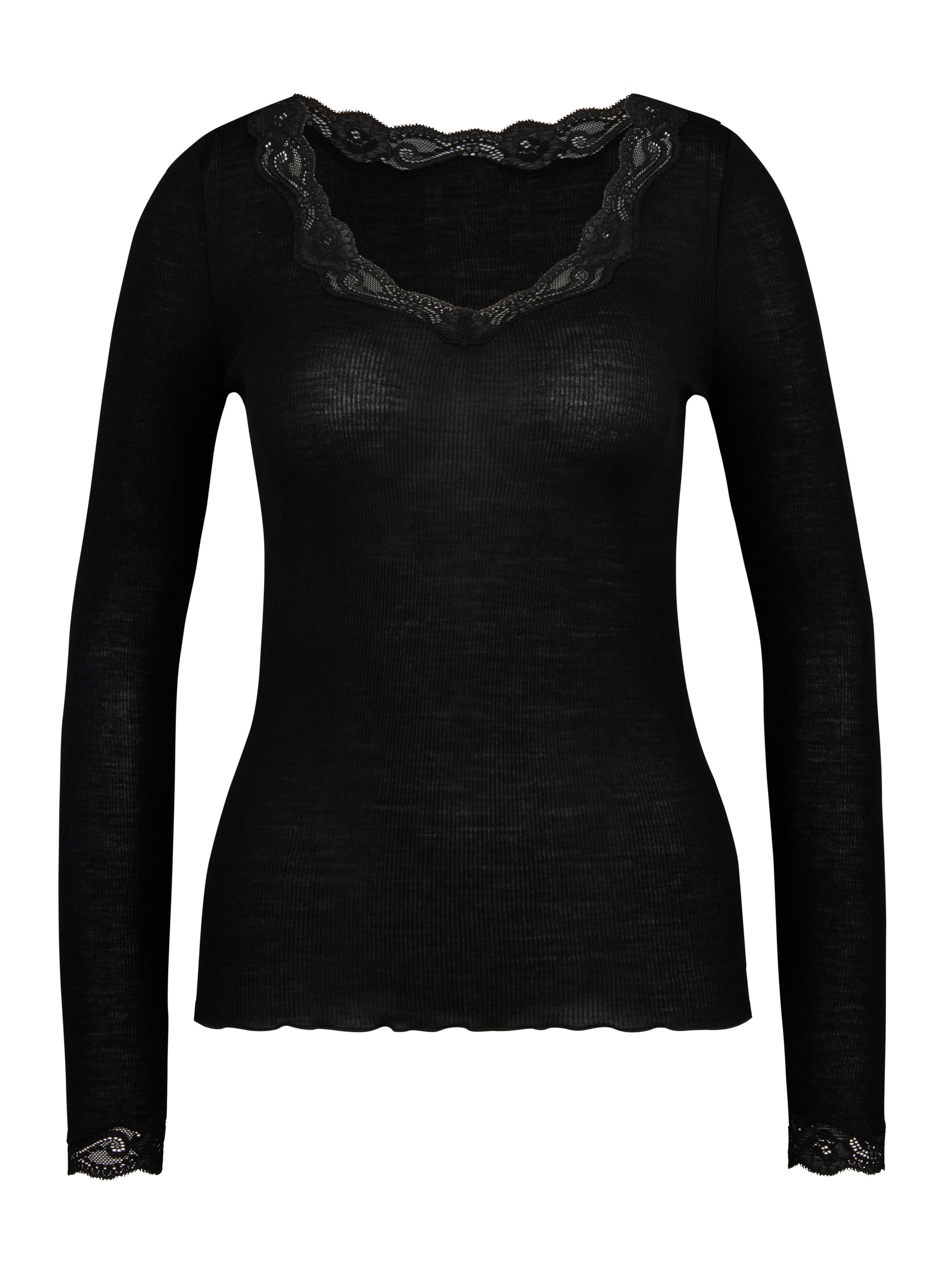 Women - Shirt long sleeve made of Wool in Black, Lace, from the Richesse Lace series by CALIDA