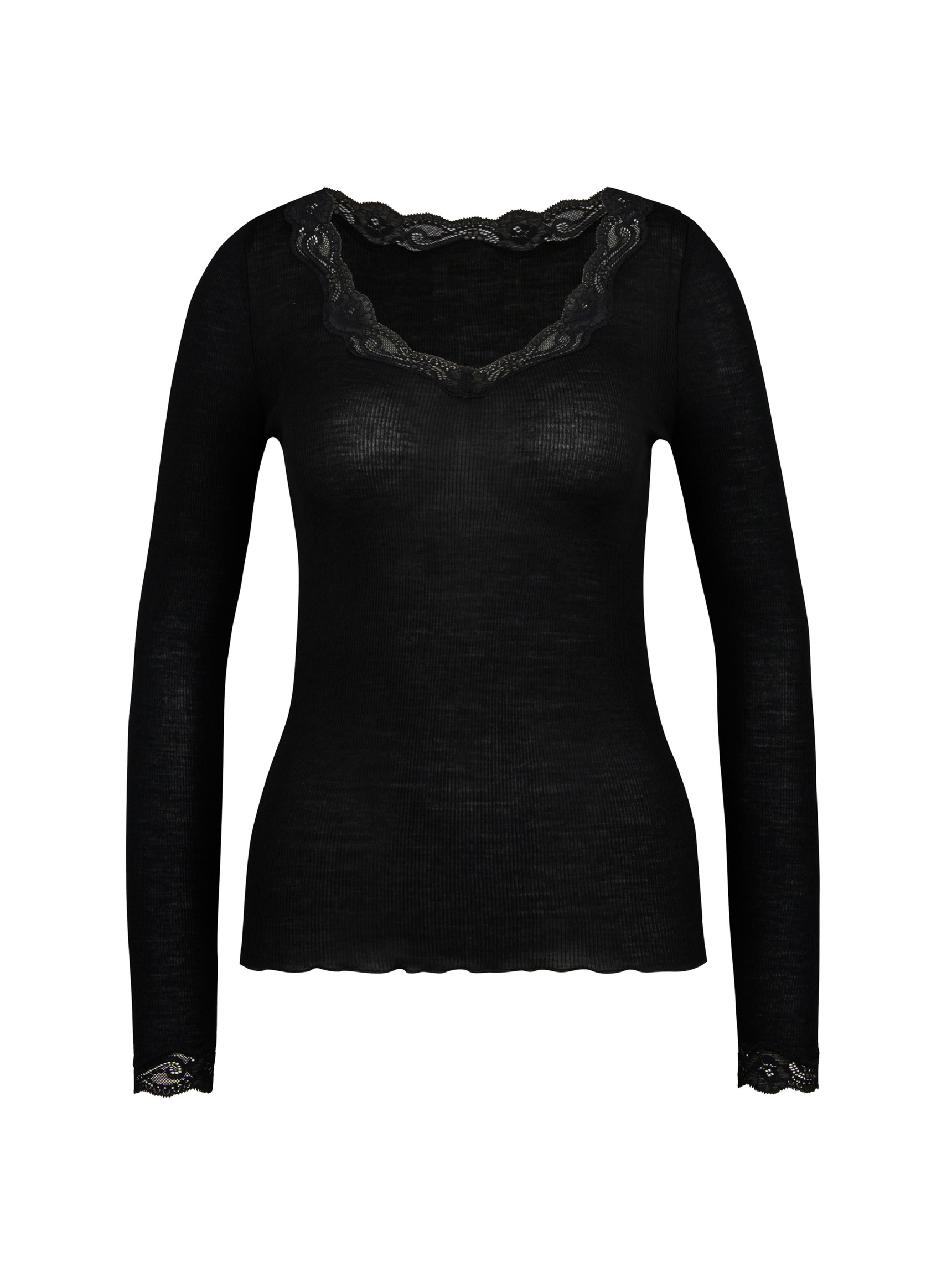 Women - Shirt long sleeve made of Wool in Black, Lace, from the Richesse Lace series by CALIDA