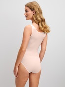 Women model is wearing Bodysuit made of Cotton in Pink, Unicoloured from the Natural Comfort series by CALIDA, Back view