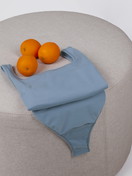 Women model is wearing Bodysuit made of Cotton in Blue, Unicoloured from the Natural Comfort series by CALIDA, Additional Image