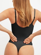 Women model is wearing Shapewear bodysuit made of Polyamide in Black, Unicoloured from the Seamless Shape series by CALIDA, Detail
