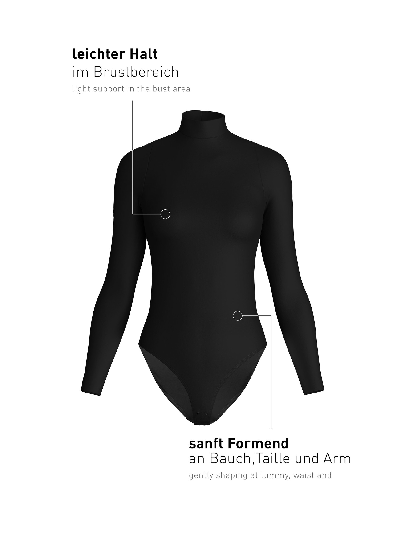 Damen - Shaping Langarm Body aus Polyamid in Schwarz, Einfarbig aus Serie Seamless Shape von CALIDA