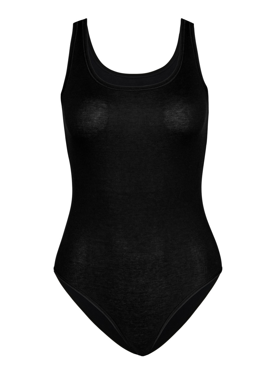 Femme - Body sans ouverture en Coton de couleur Noir, Unicolore, de la série Iconics de CALIDA