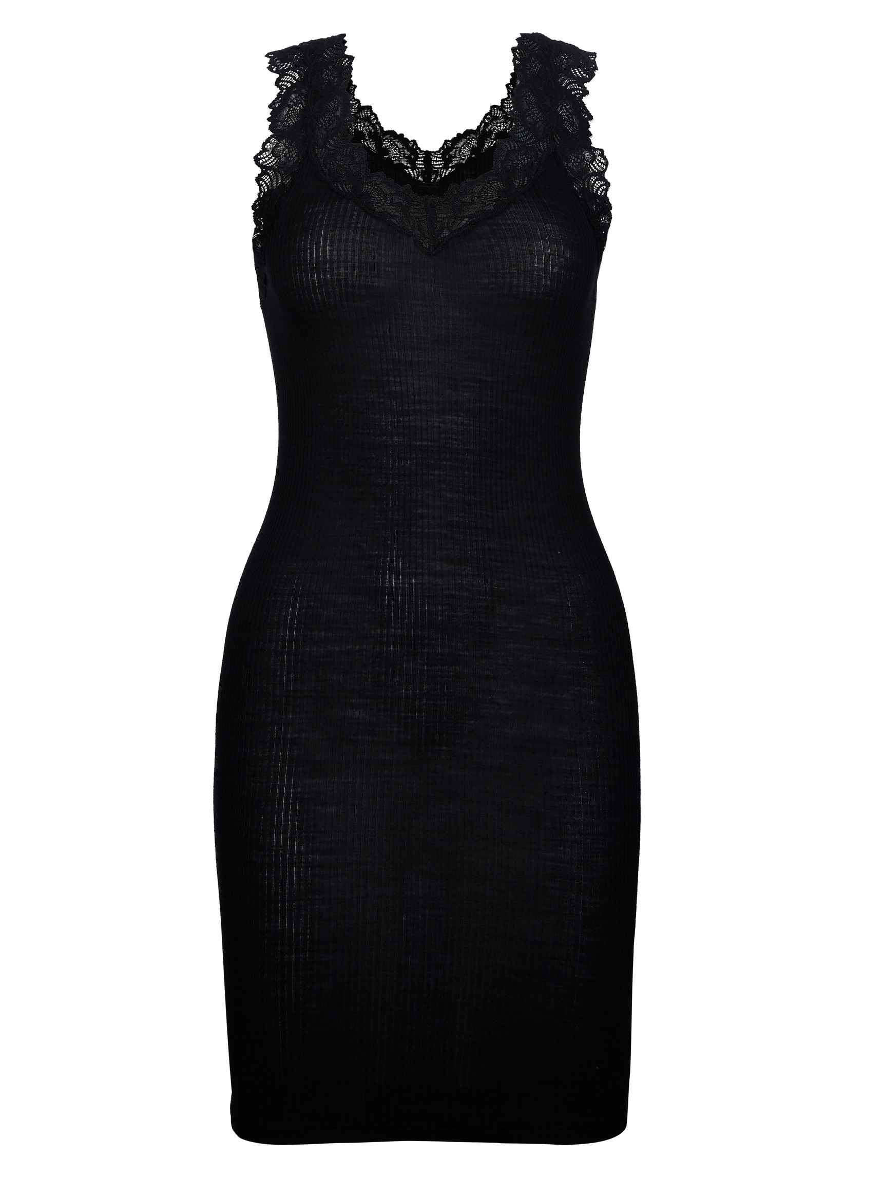 Women - Wool-silk slip dress made of Wool in Black, Lace, from the Silky Wool Joy series by CALIDA