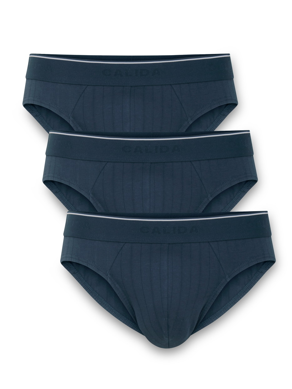 Multipack Herren - Slip, 3er-Pack aus Baumwolle in Blau, Einfarbig aus Serie Pure & Style von CALIDA
