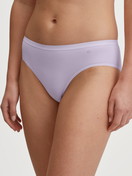 Women model is wearing Brief, regular cut made of Cotton in Purple, Unicoloured from the Natural Comfort series by CALIDA, Front view