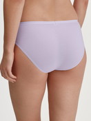 Women model is wearing Brief, regular cut made of Cotton in Purple, Unicoloured from the Natural Comfort series by CALIDA, Back view
