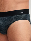 Men model is wearing Brief made of Cotton in Black, Patterned from the Cotton Code Design series by CALIDA, Detail