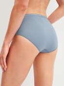 Women model is wearing Brief made of Swiss+Cotton in Grey, Unicoloured from the Natural Comfort series by CALIDA, Back view
