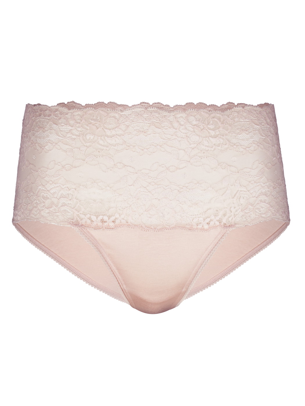 Damen - Slip mit Spitzenbund, high waist aus Baumwolle in Weiß, Spitze aus Serie Sensual Secrets von CALIDA