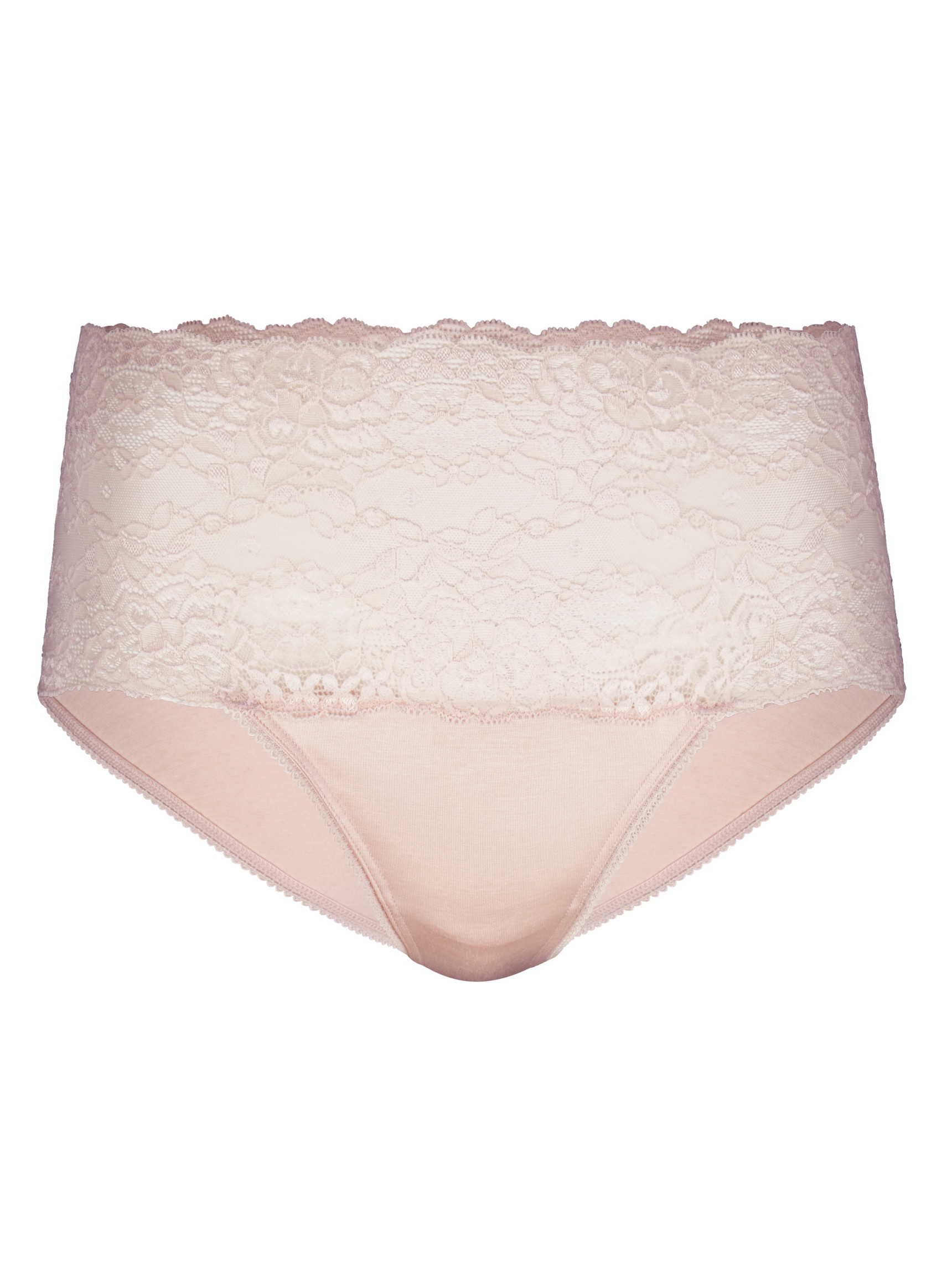 Damen - Slip mit Spitzenbund, high waist aus Baumwolle in Weiß, Spitze aus Serie Sensual Secrets von CALIDA