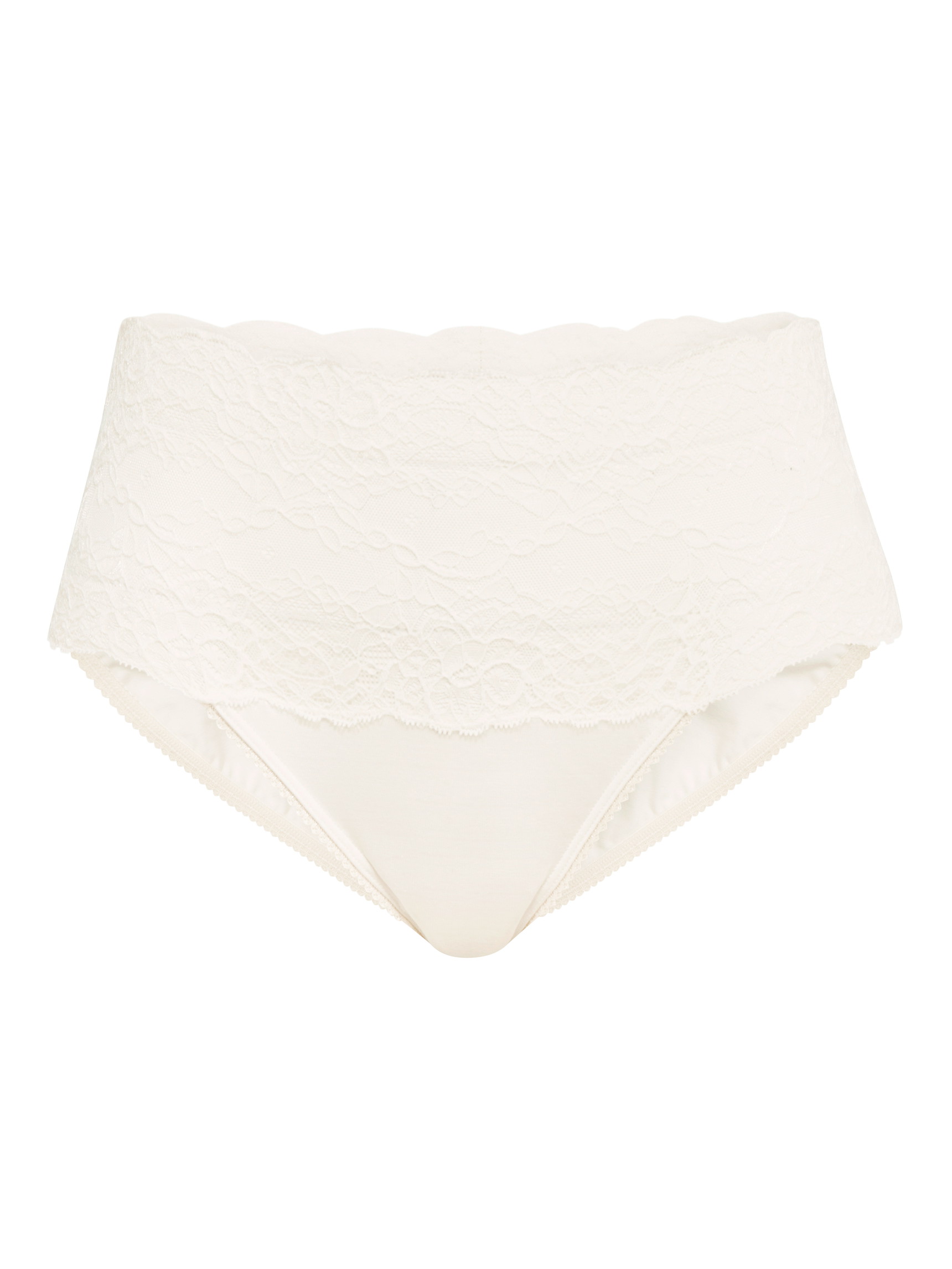 Women - High-waisted briefs with lace waistband made of Cotton in White, Lace, from the Sensual Secrets series by CALIDA