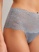 Women model is wearing High-waisted briefs with lace waistband made of Lace in Grey, Lace from the Sensual Secrets series by CALIDA, Detail