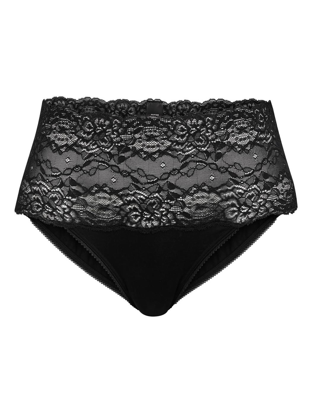 Femme - Slip taille haute avec bordures en dentelle en Coton de couleur Noir, Dentelle, de la série Sensual Secrets de CALIDA