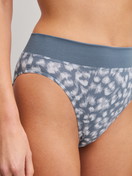 Women model is wearing Brief, high waist made of Cotton in Grey, Patterned from the Elastic Trend series by CALIDA, Detail