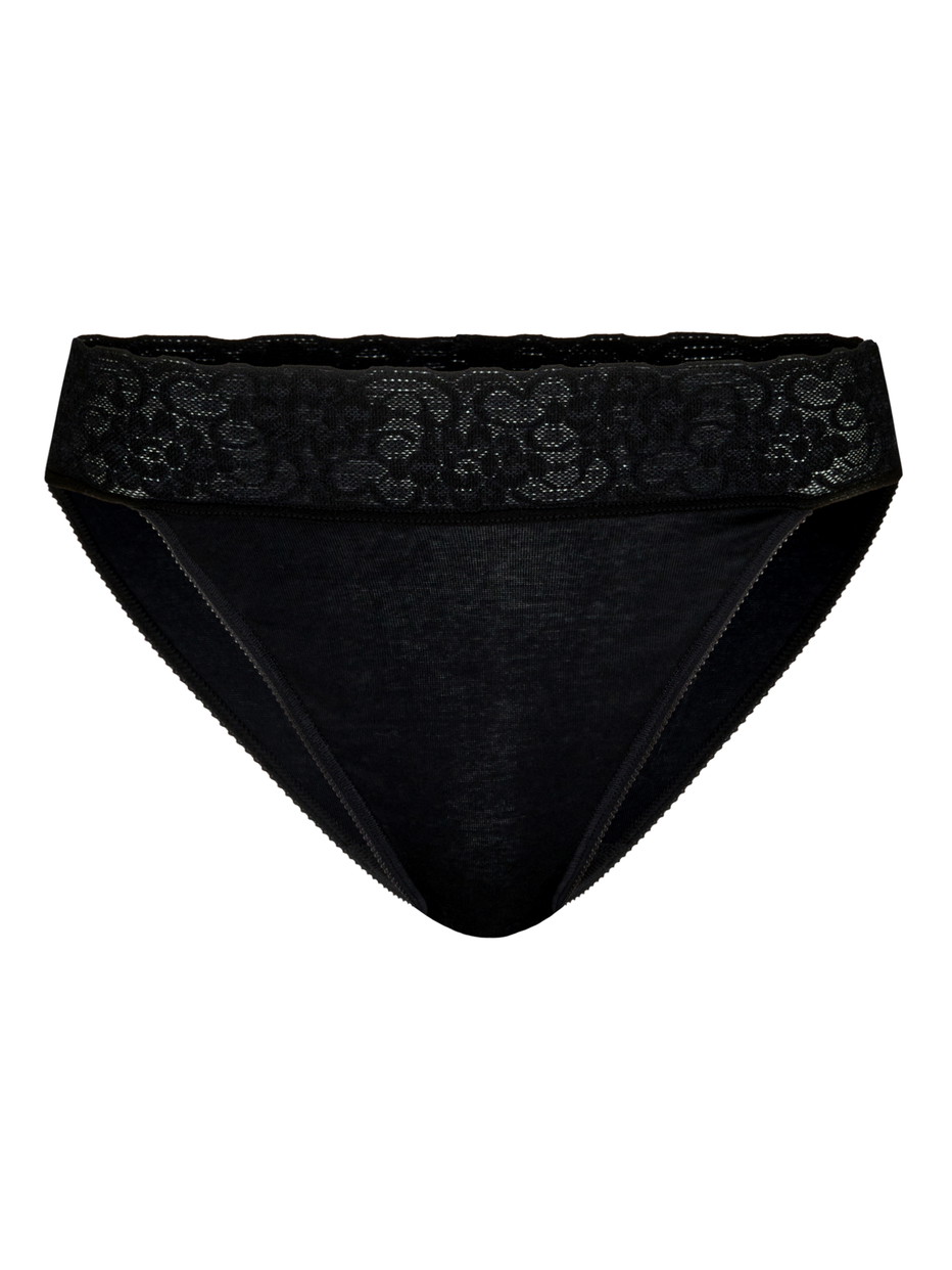 Femme - Culotte en 100% coton de couleur Noir, Dentelle, de la série Iconics de CALIDA