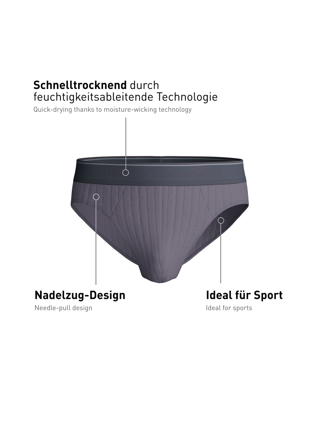 Herren - Mini-Slip, Elastikbund aus Baumwolle in Grau, Einfarbig aus Serie Pure & Style von CALIDA