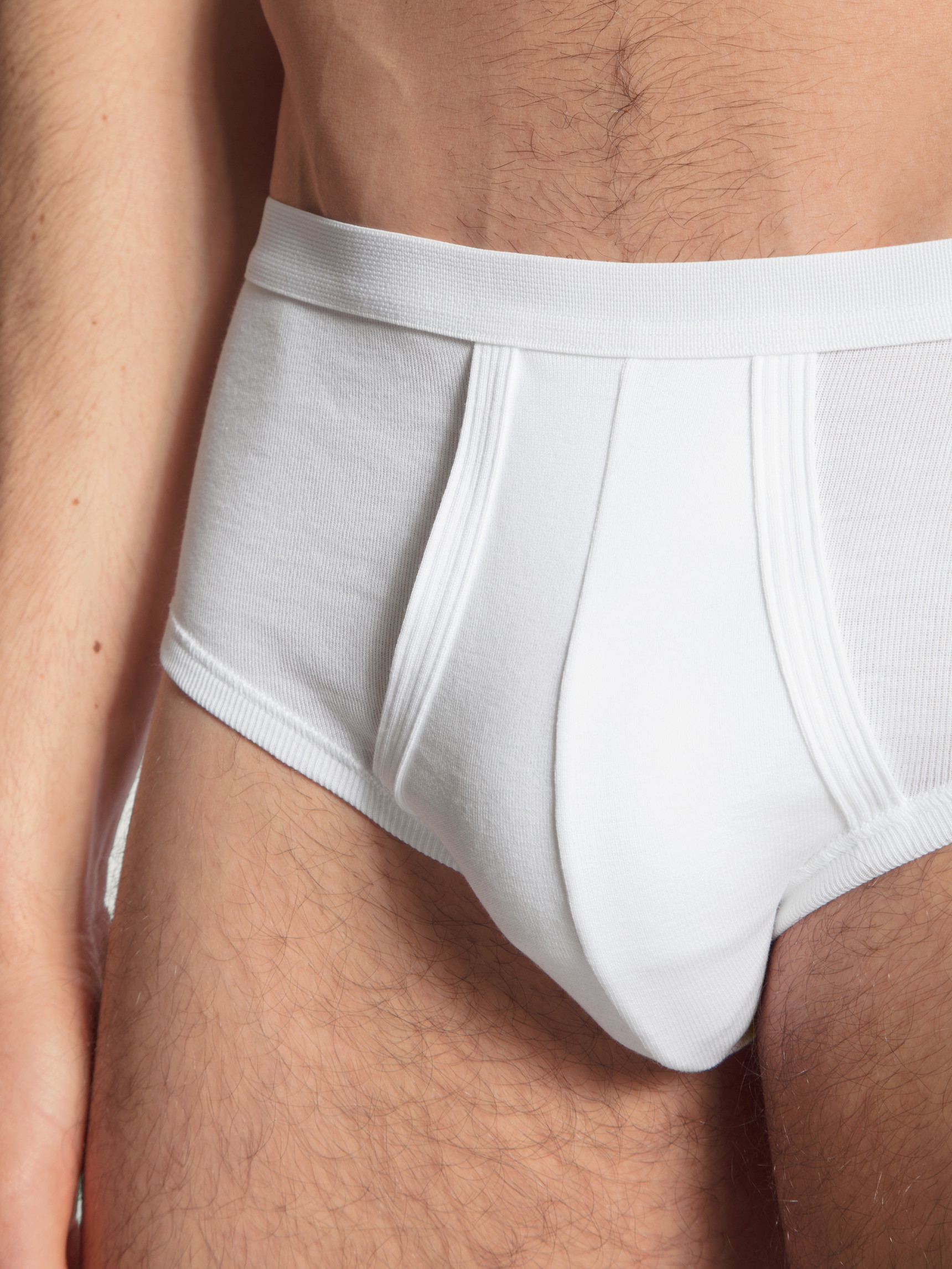 Uomo - Classic slip con apertura in 100% cotone di colore Bianco, Tinta unita, della serie Twisted Cotton di CALIDA, Dettaglio