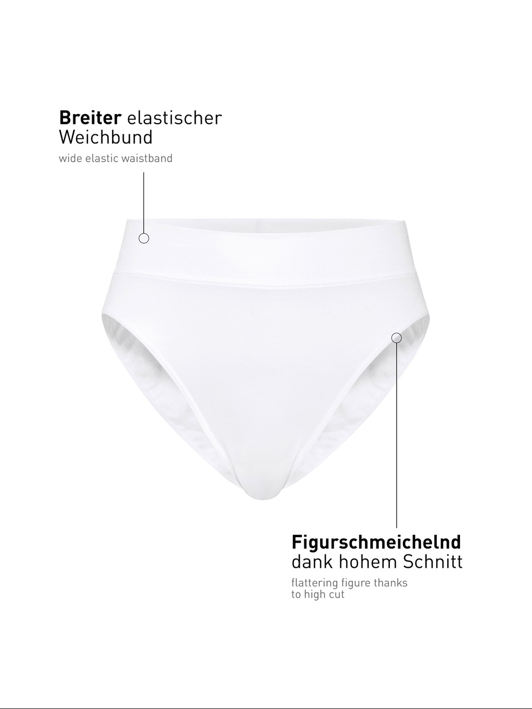 Women - Brief, high waist made of Cotton in White, Unicoloured, from the Elastic series by CALIDA