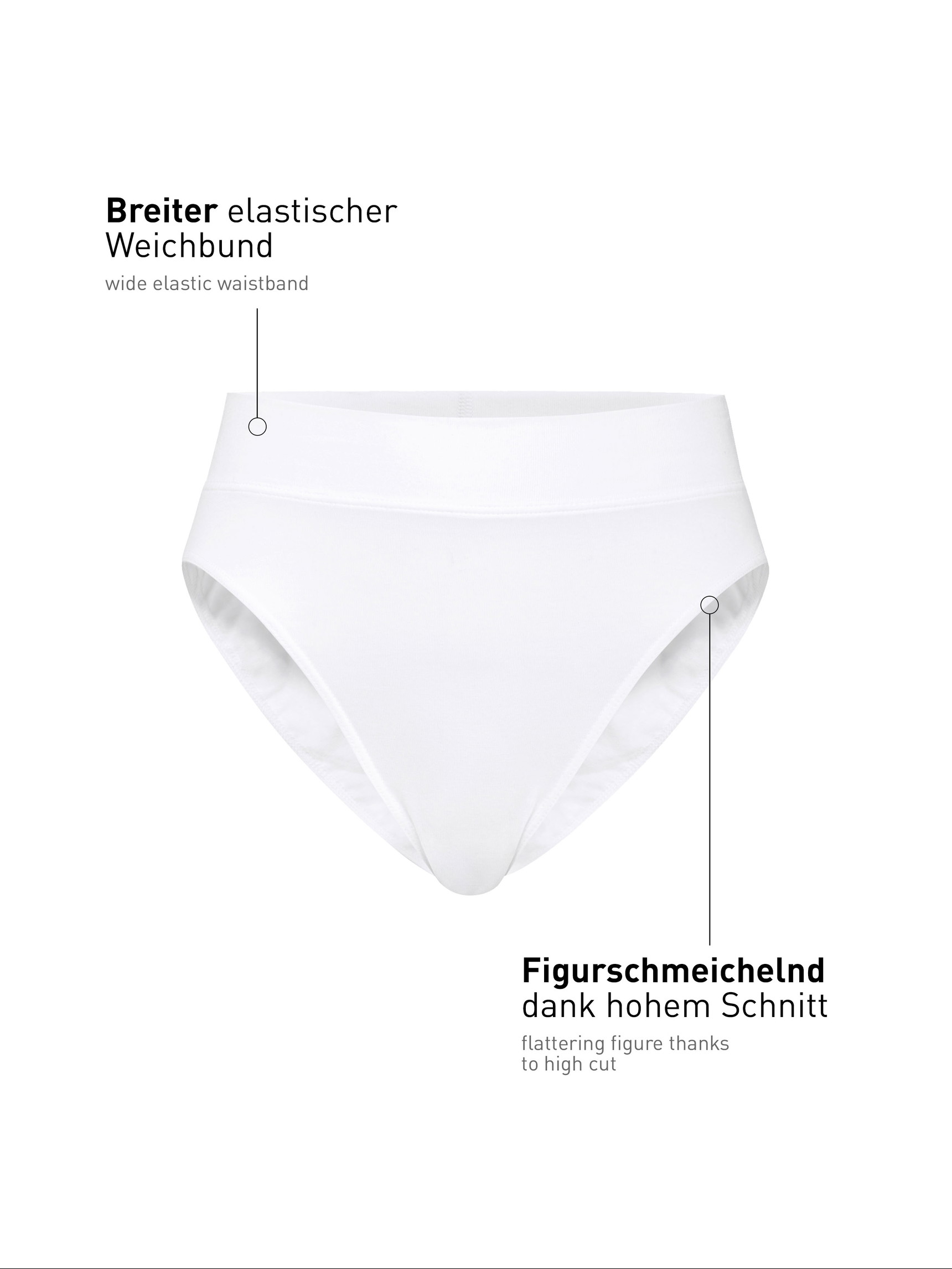 Damen - Slip mit Softbund, high waist aus Baumwolle in Weiß, Einfarbig aus Serie Elastic von CALIDA