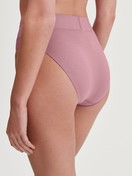 Women model is wearing Brief, high waist made of Cotton in Pink, Unicoloured from the Elastic series by CALIDA, Back view
