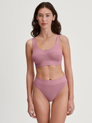 Women model is wearing Brief, high waist made of Cotton in Pink, Unicoloured from the Elastic series by CALIDA, Outfit