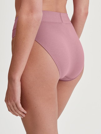 Women model is wearing Brief, high waist made of Cotton in Pink, Unicoloured from the Elastic series by CALIDA, Additional Image
