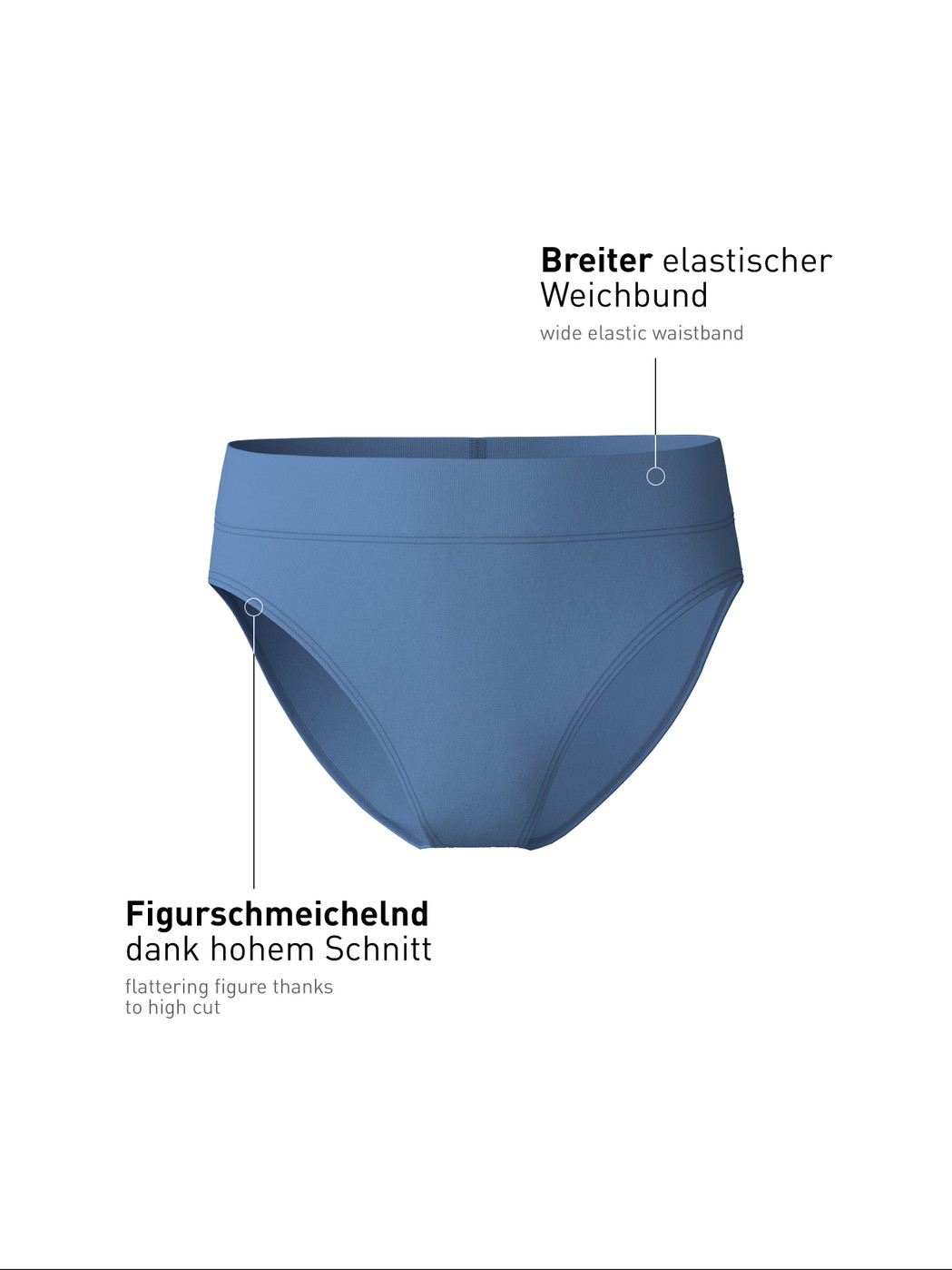 Donna - Slip, high waist in Cotone di colore Blu, Tinta unita, della serie Elastic di CALIDA