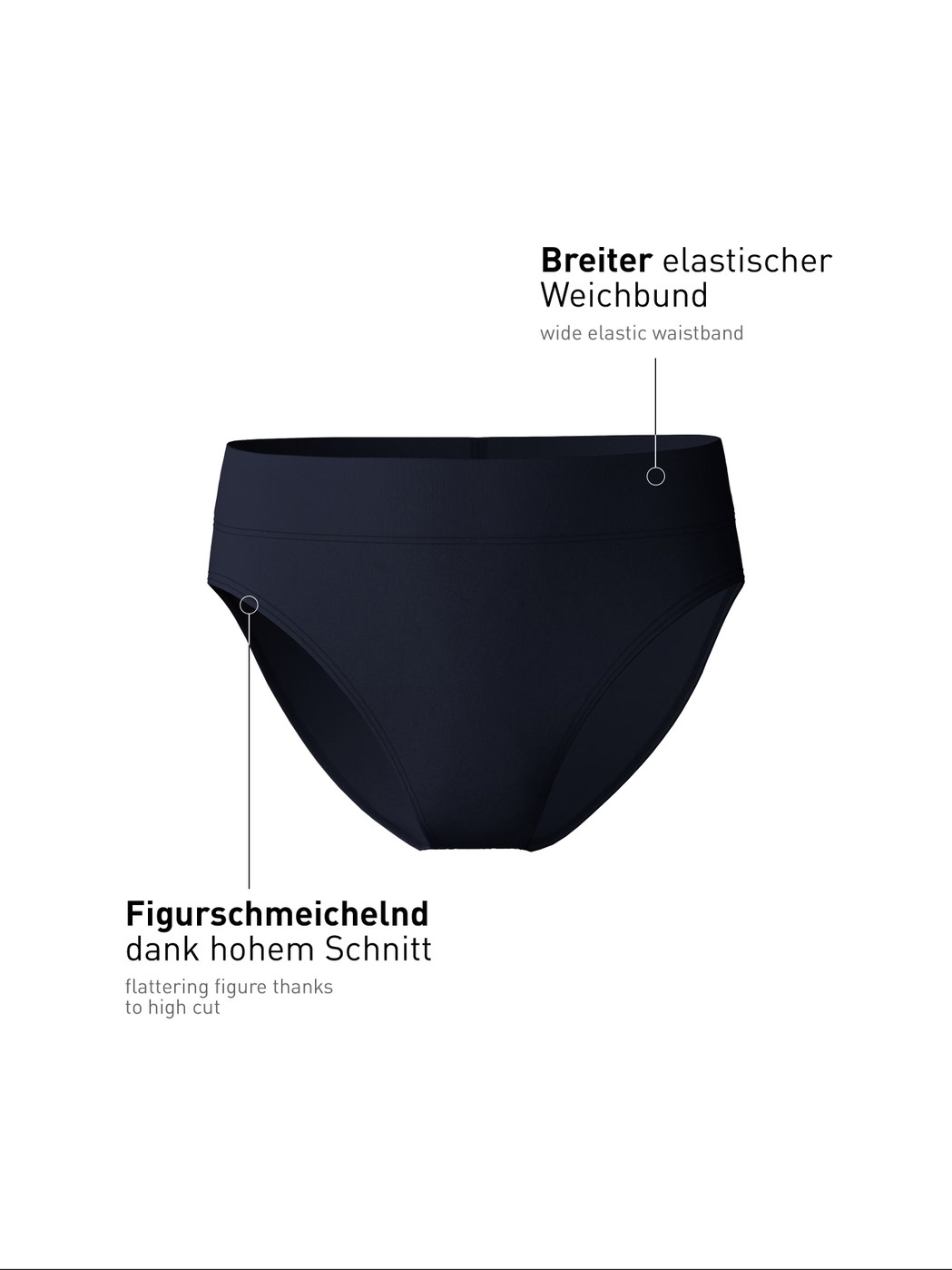 Women - Brief, high waist made of Cotton in Blue, Unicoloured, from the Elastic series by CALIDA
