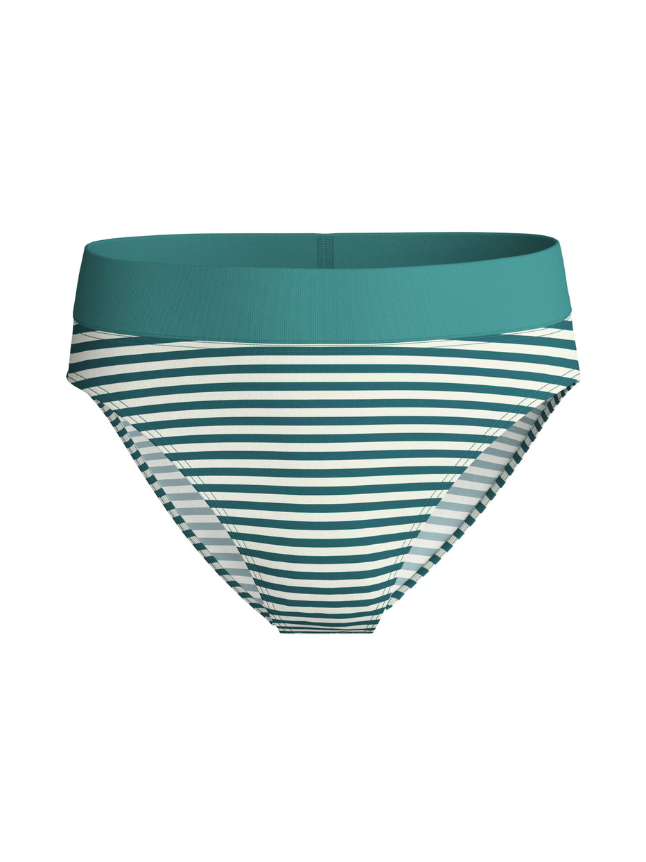 Damen - Slip mit Softbund, high waist aus Baumwolle in Grün, Gestreift aus Serie Elastic Special von CALIDA