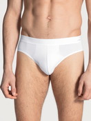 Men model is wearing Brief made of Cotton in White, Unicoloured from the Cotton Code series by CALIDA, Front view