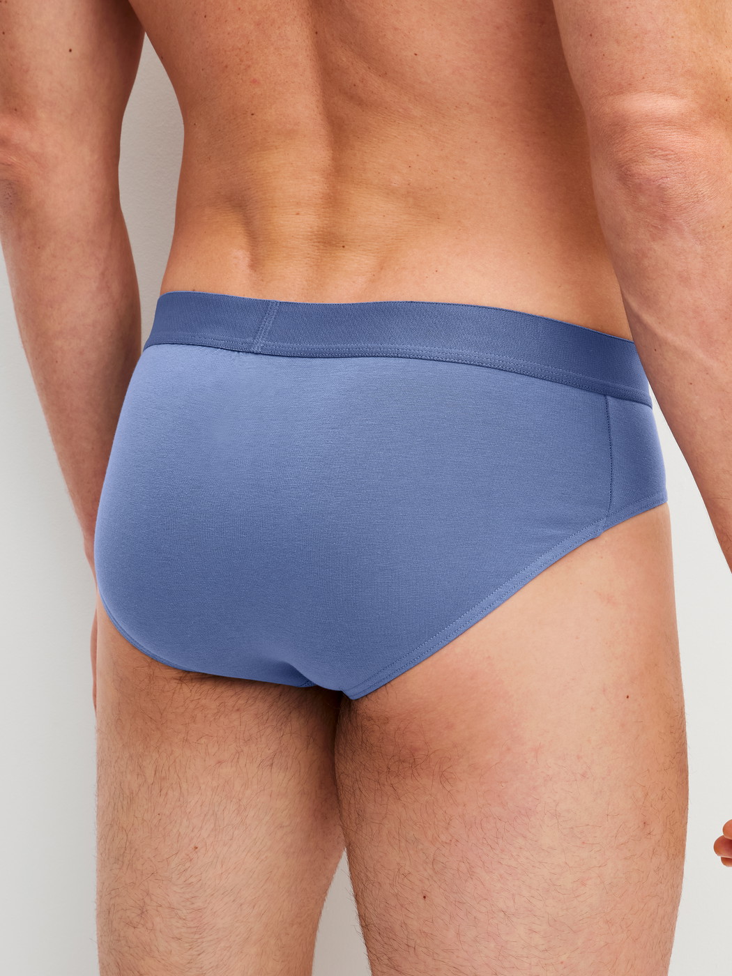 Men model is wearing Brief made of Cotton in Grey, Unicoloured from the Cotton Code series by CALIDA, Back view