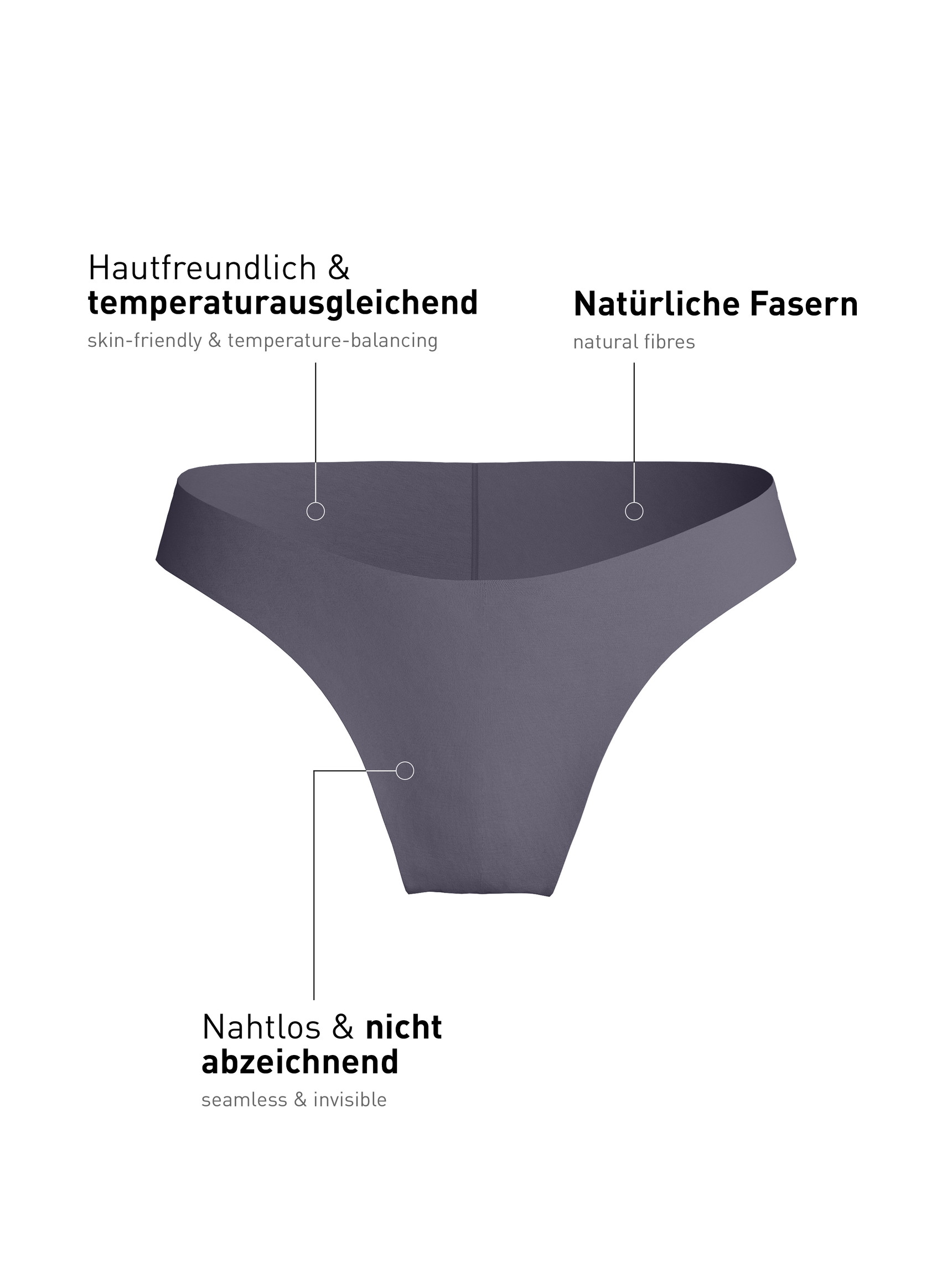 Femme - Slip brésilien sans couture en Modal de couleur Gris, Unicolore, de la série Natural Skin de CALIDA