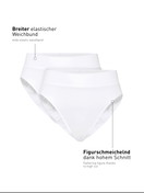Femme - Slip taille haute, lot de 2 en Coton de couleur Blanc, Unicolore, de la série Elastic Duopack de CALIDA