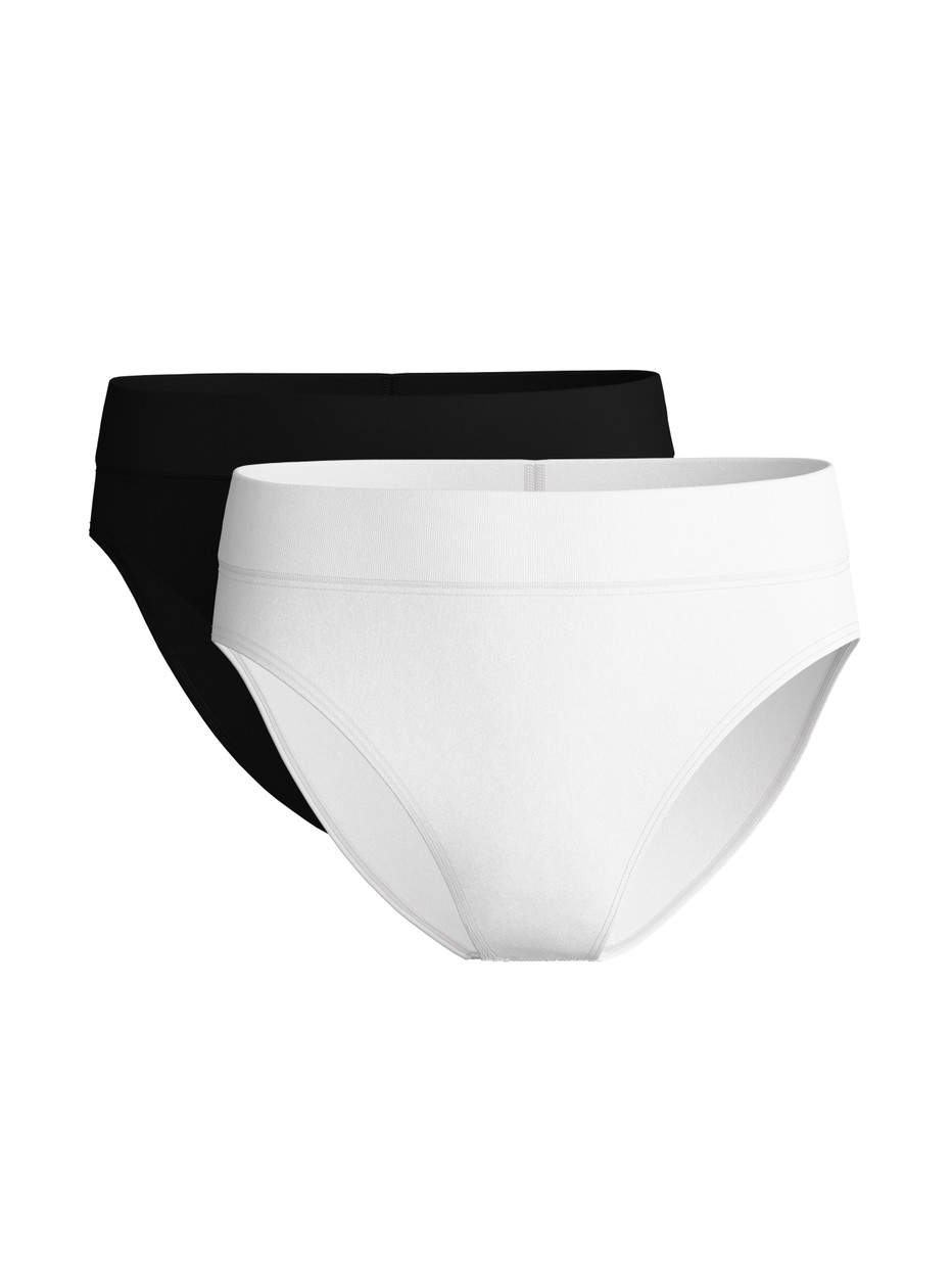 Multipack Women - High Waist Briefs, 2-Pack made of Cotton in Black, Unicoloured, from the Elastic Duopack series by CALIDA