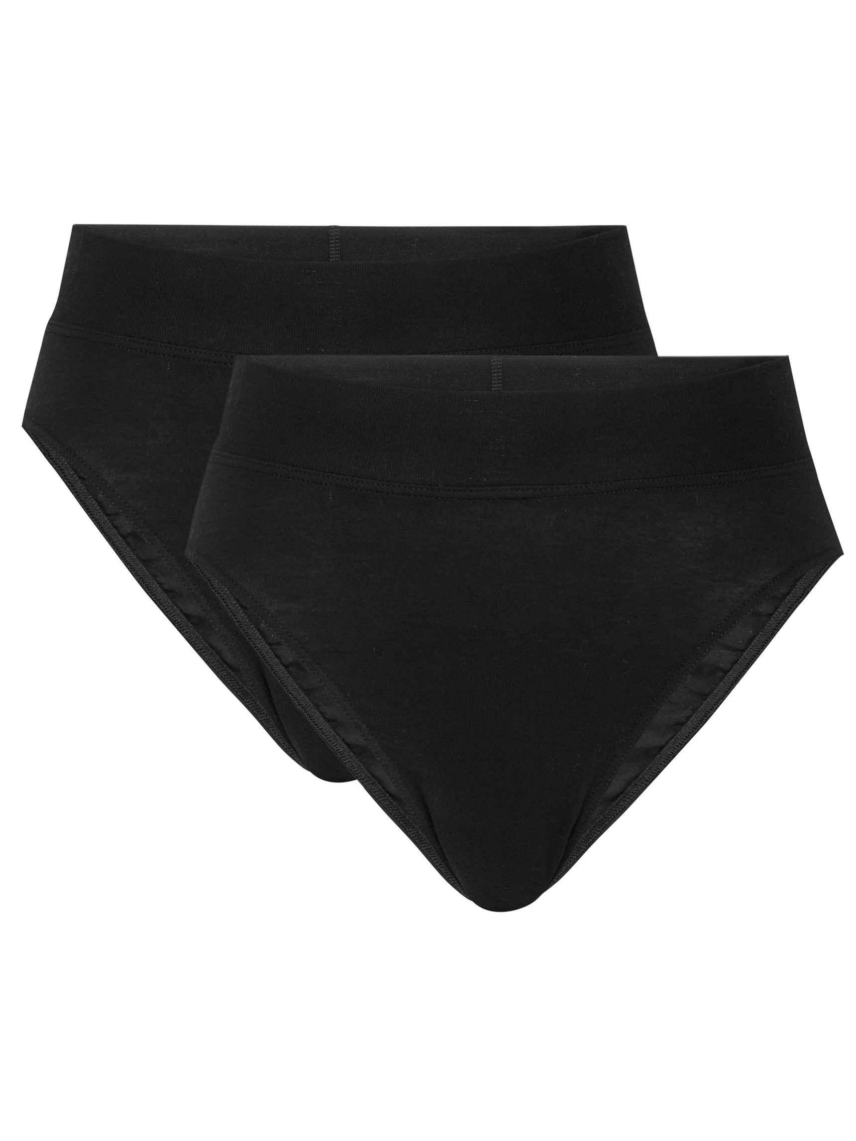 Multipack Femme - Slip taille haute, lot de 2 en Coton de couleur Noir, Unicolore, de la série Elastic Duopack de CALIDA