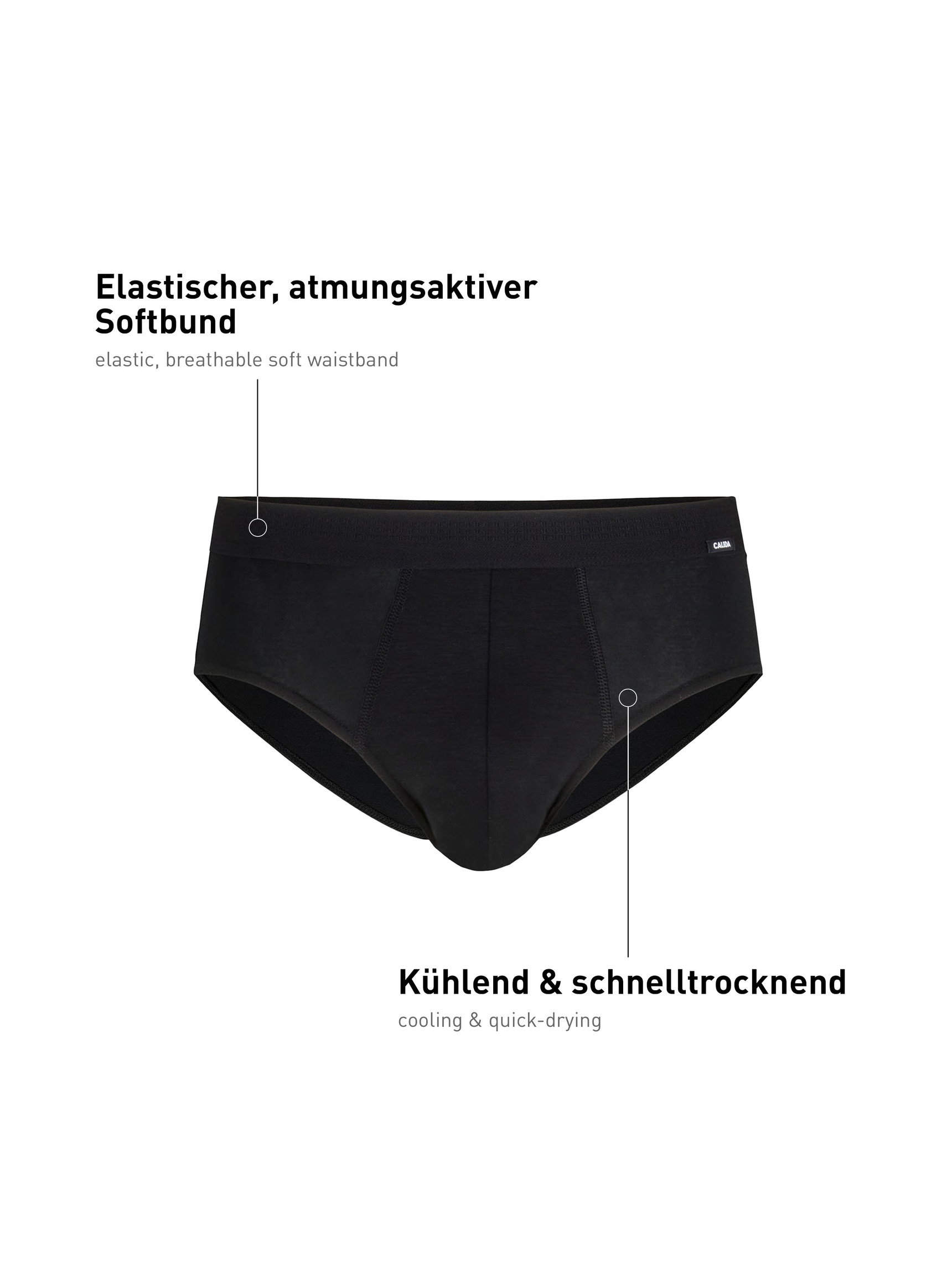 Herren - Slip mit Softbund aus Lyocell in Schwarz, Einfarbig aus Serie Focus von CALIDA