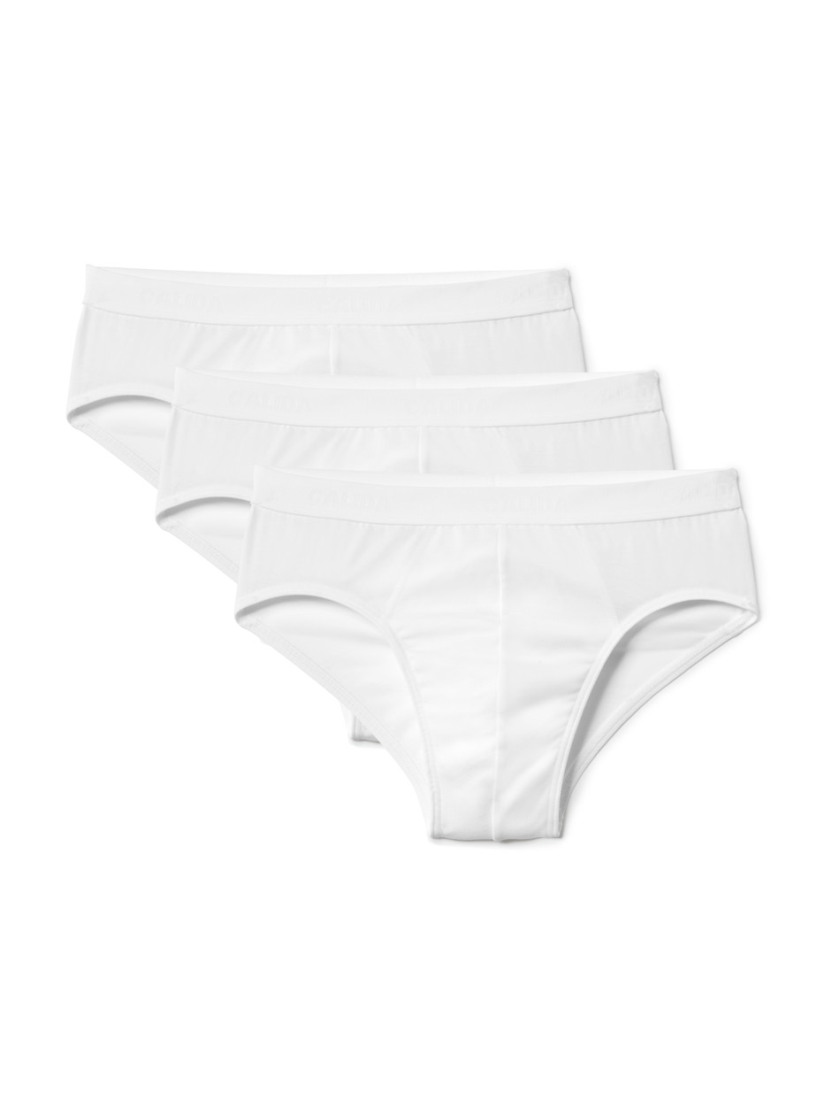 Multipack Herren - Slip, 3er-Pack aus Baumwolle in Weiß, Einfarbig aus Serie Natural Benefit von CALIDA