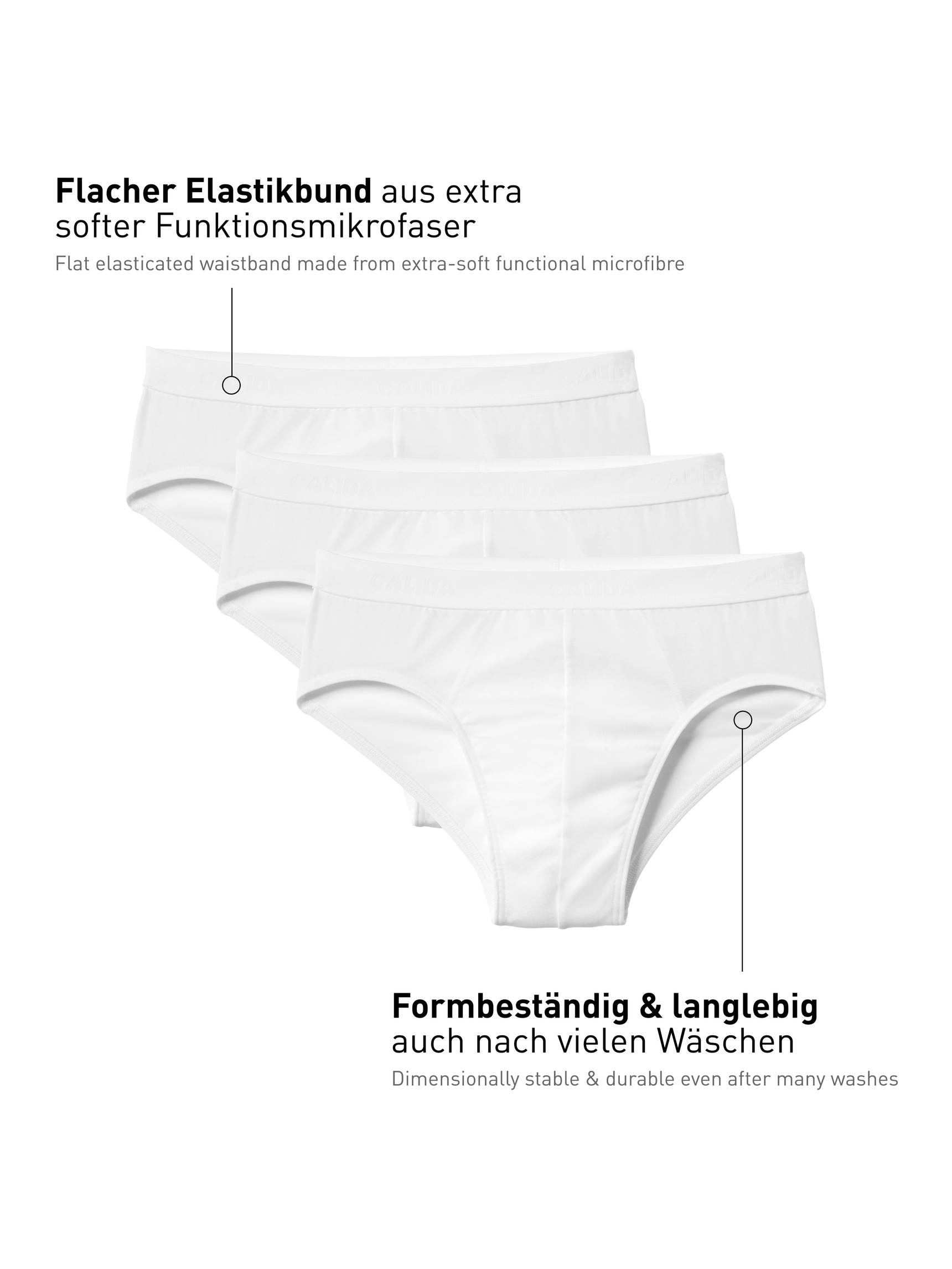 Herren - Slip, 3er-Pack aus Baumwolle in Weiß, Einfarbig aus Serie Natural Benefit von CALIDA