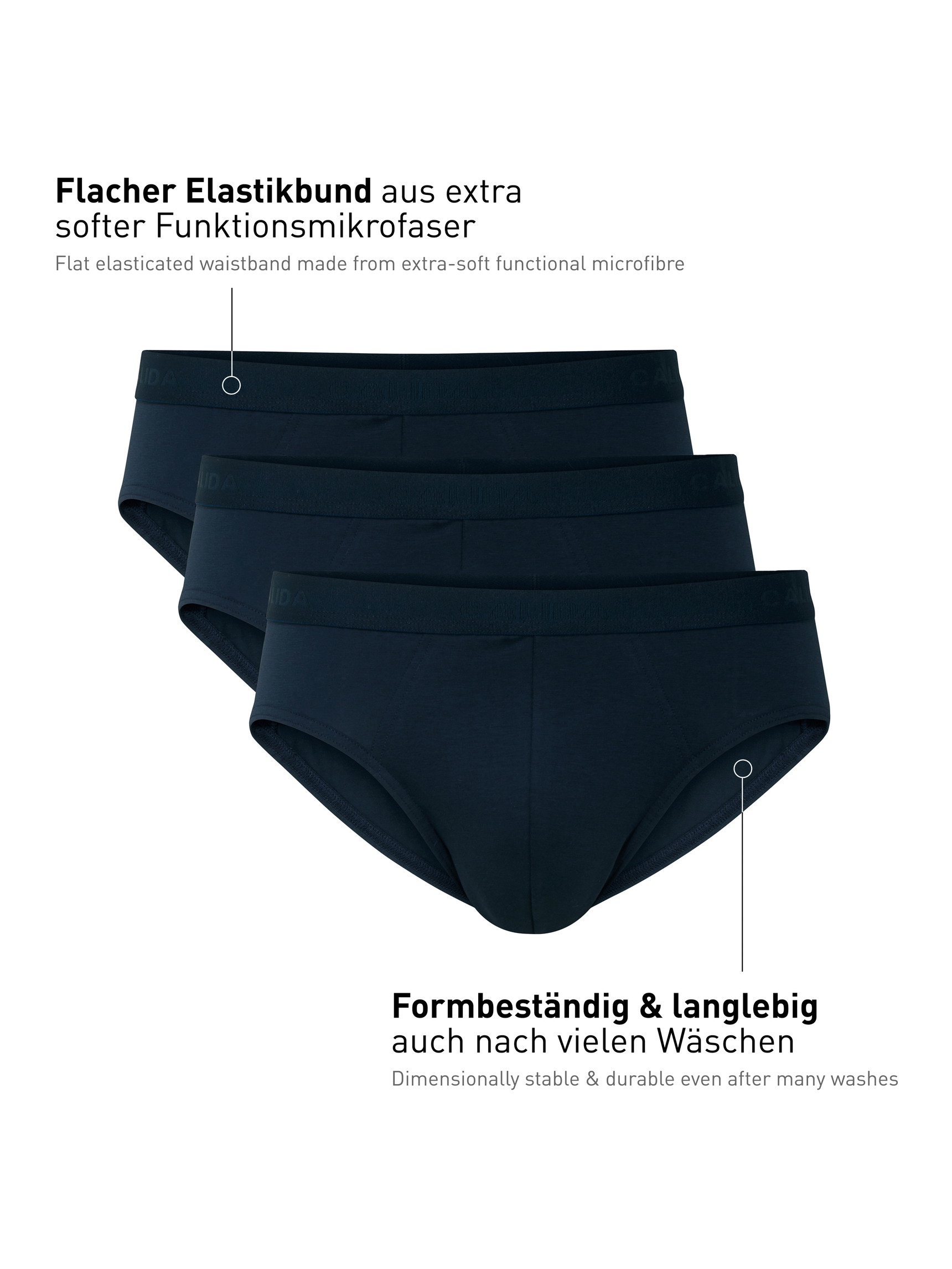 Herren - Slip, 3er-Pack aus Baumwolle in Blau, Einfarbig aus Serie Natural Benefit von CALIDA