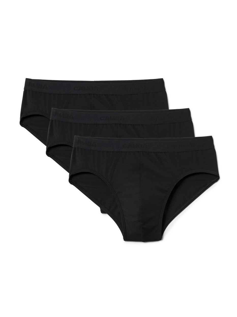 Multipack Herren - Slip, 3er-Pack aus Baumwolle in Schwarz, Einfarbig aus Serie Natural Benefit von CALIDA