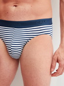 Men model is wearing Brief made of Cotton in Blue, Striped from the Grafic Cotton series by CALIDA, Detail