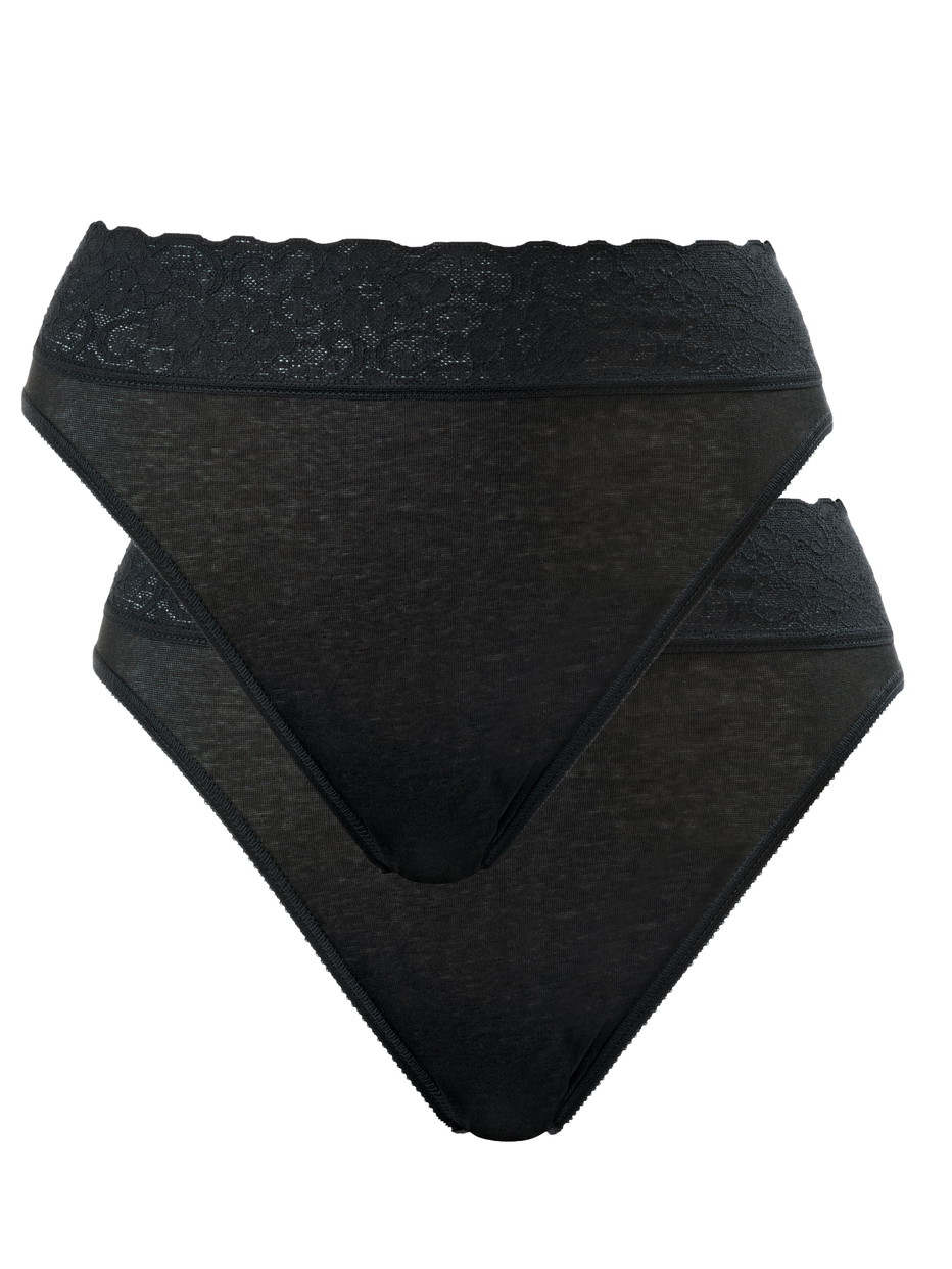 Multipack Femme - Culotte jazz, lot de 2 en 100% coton de couleur Noir, Dentelle, de la série Iconics de CALIDA